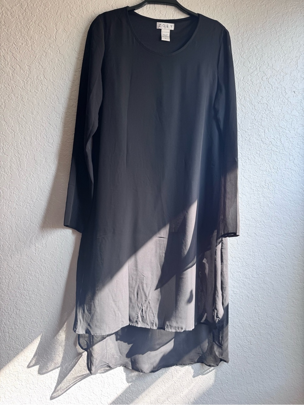 Zoey Black Layered  Tunic Dress Long Sleeve Size M